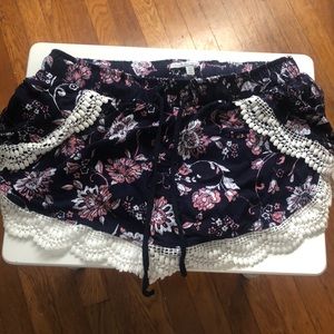 high wasted flowy shorts